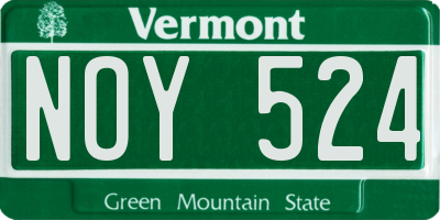 VT license plate NOY524