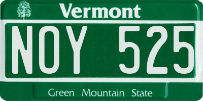 VT license plate NOY525