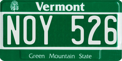 VT license plate NOY526