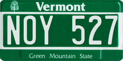 VT license plate NOY527