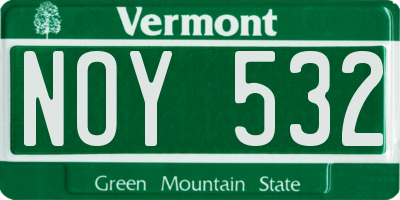 VT license plate NOY532