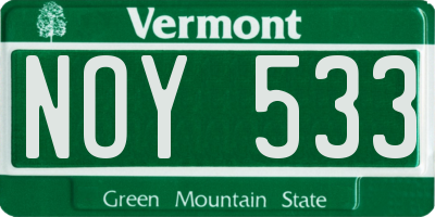 VT license plate NOY533