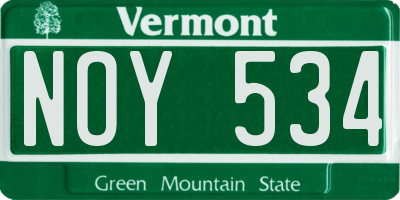 VT license plate NOY534