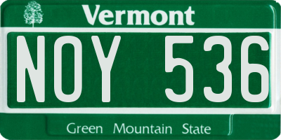 VT license plate NOY536
