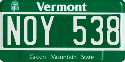 VT license plate NOY538