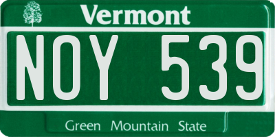 VT license plate NOY539