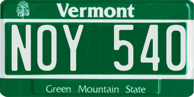 VT license plate NOY540