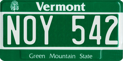 VT license plate NOY542