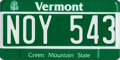 VT license plate NOY543