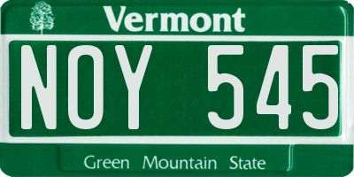 VT license plate NOY545