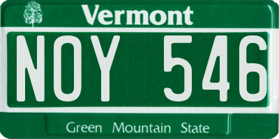 VT license plate NOY546