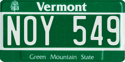 VT license plate NOY549