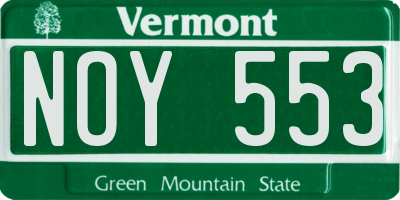VT license plate NOY553