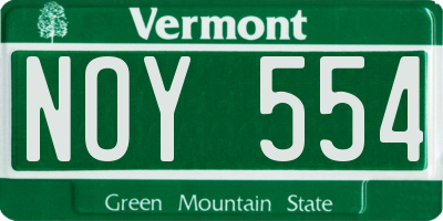 VT license plate NOY554