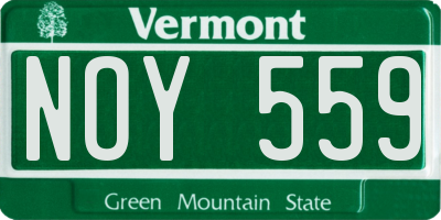 VT license plate NOY559