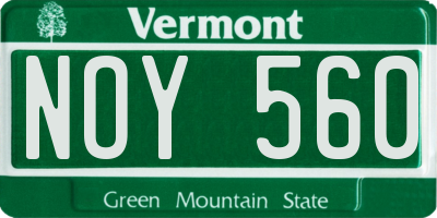 VT license plate NOY560