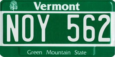 VT license plate NOY562
