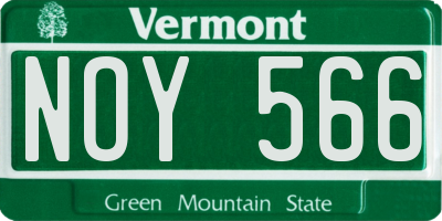 VT license plate NOY566
