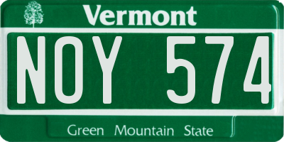 VT license plate NOY574