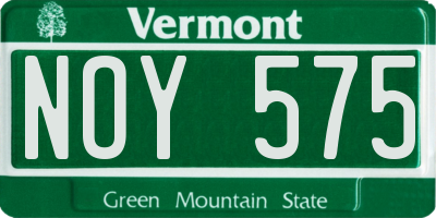 VT license plate NOY575