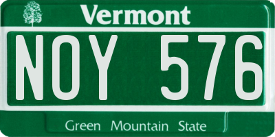 VT license plate NOY576