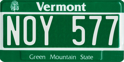 VT license plate NOY577