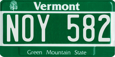 VT license plate NOY582