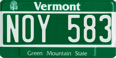 VT license plate NOY583