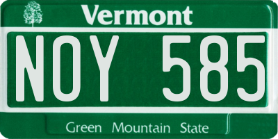 VT license plate NOY585