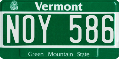 VT license plate NOY586