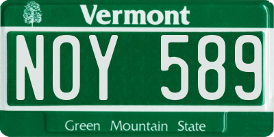 VT license plate NOY589