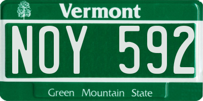 VT license plate NOY592