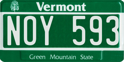 VT license plate NOY593