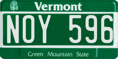 VT license plate NOY596