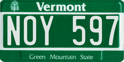VT license plate NOY597