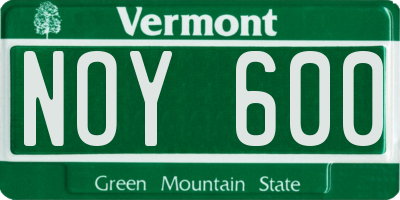 VT license plate NOY600