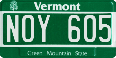 VT license plate NOY605