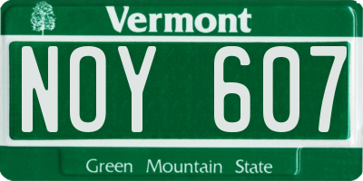 VT license plate NOY607