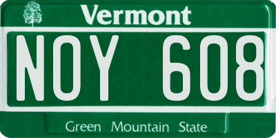 VT license plate NOY608