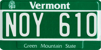 VT license plate NOY610