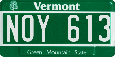 VT license plate NOY613