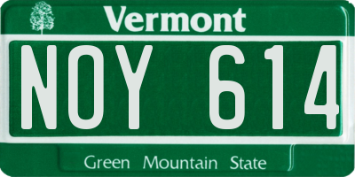 VT license plate NOY614