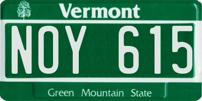 VT license plate NOY615