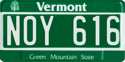 VT license plate NOY616