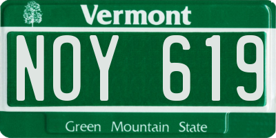 VT license plate NOY619