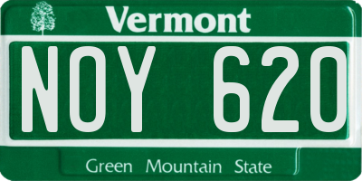 VT license plate NOY620