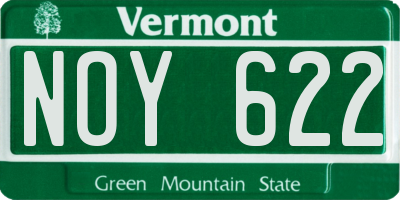 VT license plate NOY622