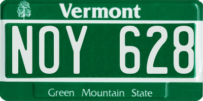 VT license plate NOY628