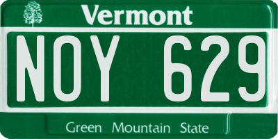 VT license plate NOY629
