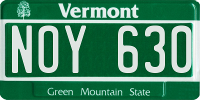 VT license plate NOY630